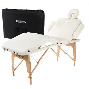 RESTPRO Opvouwbare Massagetafel VIP 4 Crème - 4 Zones - PU Leer